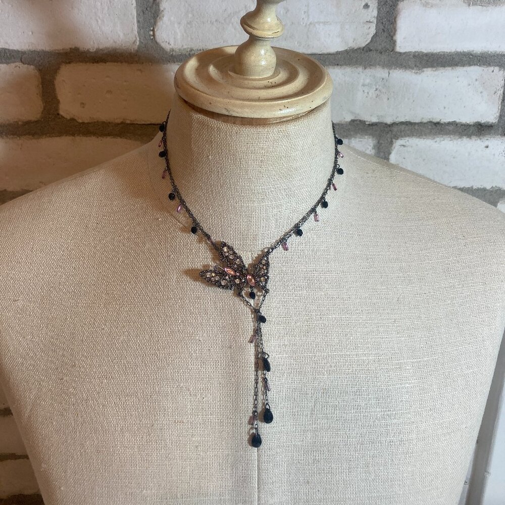 Pink and Black Butterfly Necklace by Next